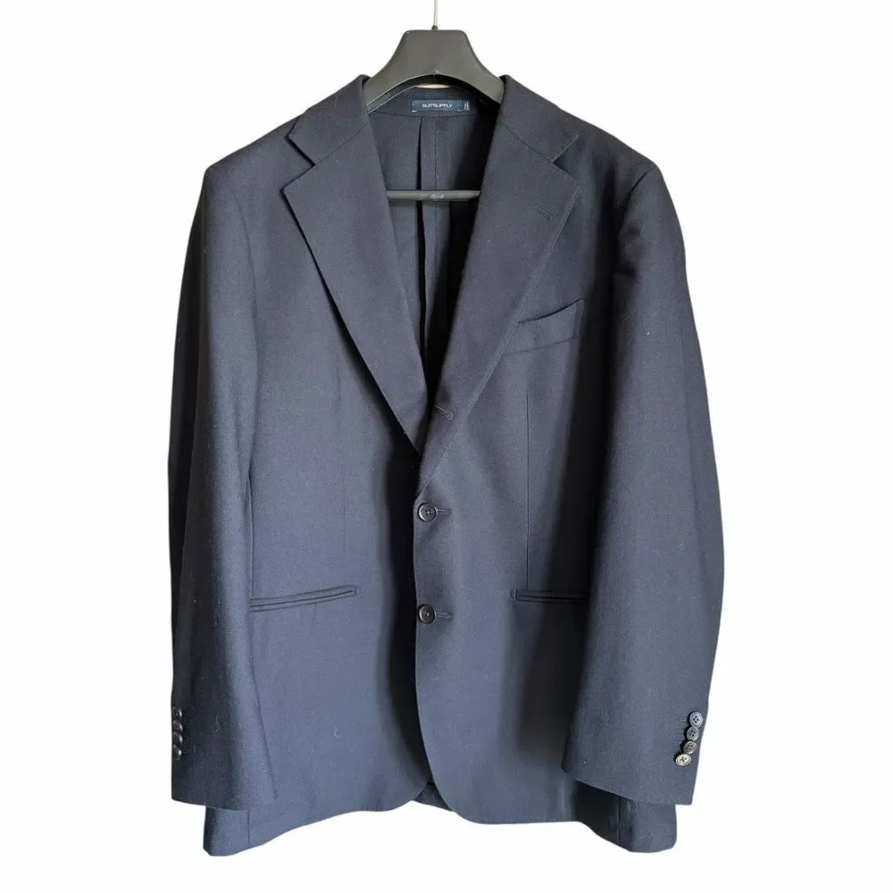 SuitSupply Havana Jetted Unlined Wool 4Ply Blazer 44S Black Rogna Quiet Luxury